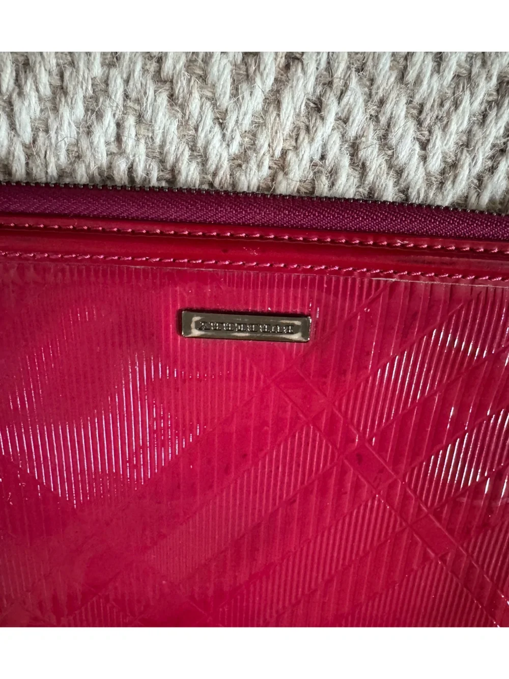 Burberry Raspberry Patent Leather Tablet Zip Cover Case